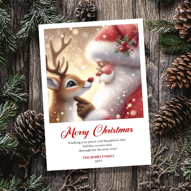 Cartão De Festividades Timeless Santa And Rudolph Magic Christmas Greetin (Timeless Santa And Rudolph Magic Christmas Greeting Card)