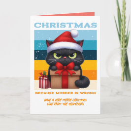 Cartão De Festividades Tinsel Tide Gato Divertido Foto de Natal Retro