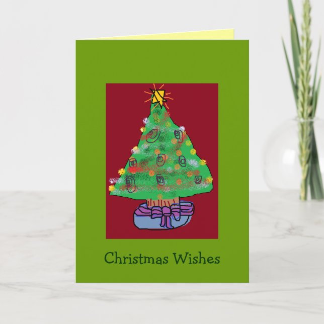 Cartão De Festividades Tinsel Tree Christmas Card (Frente)