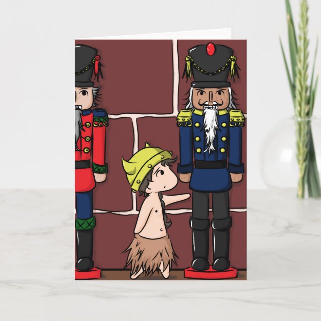 Cartão De Festividades Tiny Viking and Giant Nutcrackers (card) (Frente)