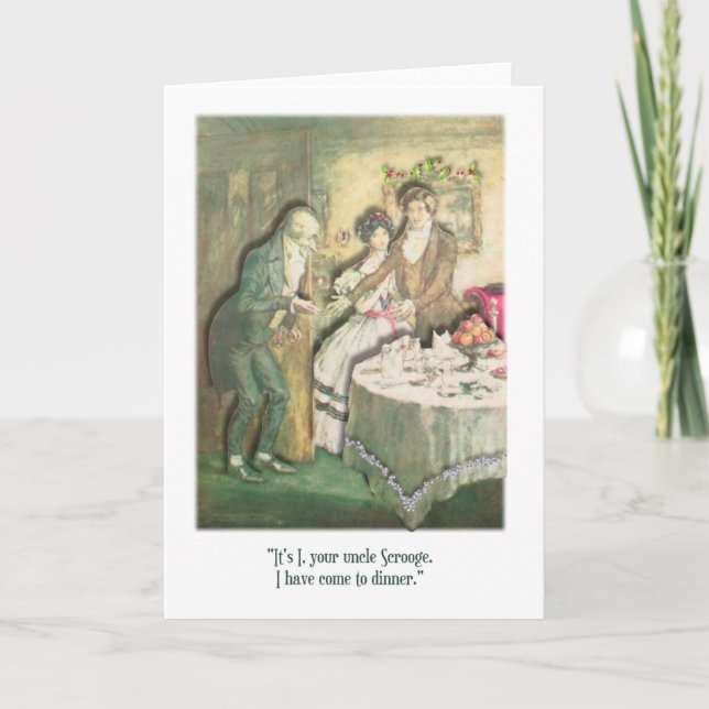 Cartão De Festividades Tio Scrooge vem para Janta de Natal (Frente)