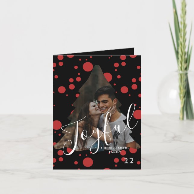 Cartão De Festividades Típica moderna elegante de moda vermelha 1 fotogra (Frente)