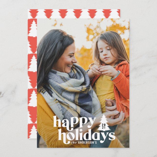 Cartão De Festividades Típica retrógrada, Natal moderno, 1 fotografia (Frente/Verso)