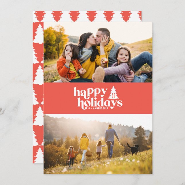 Cartão De Festividades Típica retrógrada, Natal moderno, 1 fotografia (Frente/Verso)