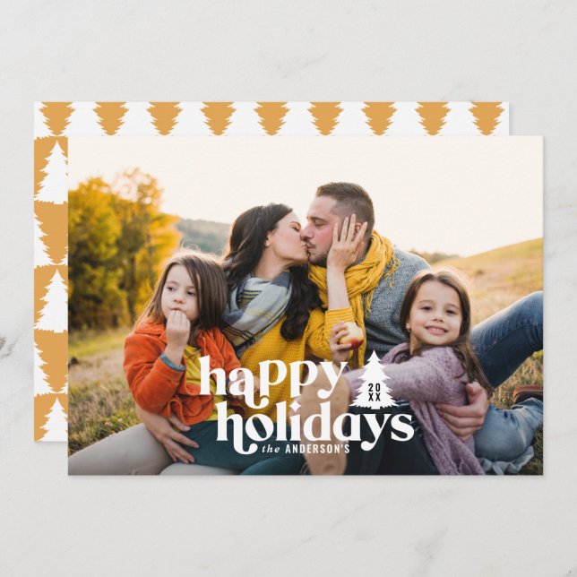 Cartão De Festividades Típica retrógrada, Natal moderno, 1 fotografia (Frente/Verso)