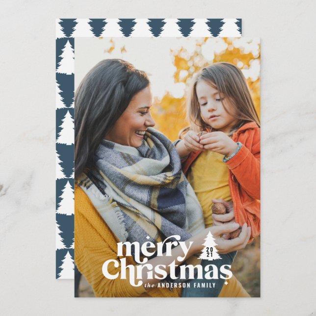 Cartão De Festividades Típica retrógrada, Natal moderno, 1 fotografia (Frente/Verso)