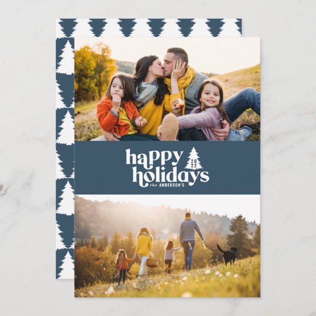 Cartão De Festividades Típica retrógrada, Natal moderno, 1 fotografia de  (Frente/Verso)