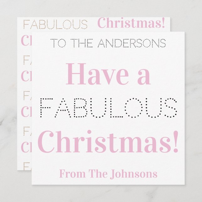 Cartão De Festividades Típica Rosa Moderna de Natal Fabulosa (Frente/Verso)