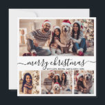 Cartão De Festividades Tipografia Black White 5 Photo Collage Natal<br><div class="desc">A moderna e minimalista caligrafia negra e branca 5 fotográfica colagem feliz Cartão de férias de Natal de Script de Caligrafia. Este modelo de cartão festivo, mimalista e caprichoso mostra quatro (4) colagens fotográficas bonito na frente, uma foto na parte de trás e diz "Feliz Natal" saudando o texto, que...</div>