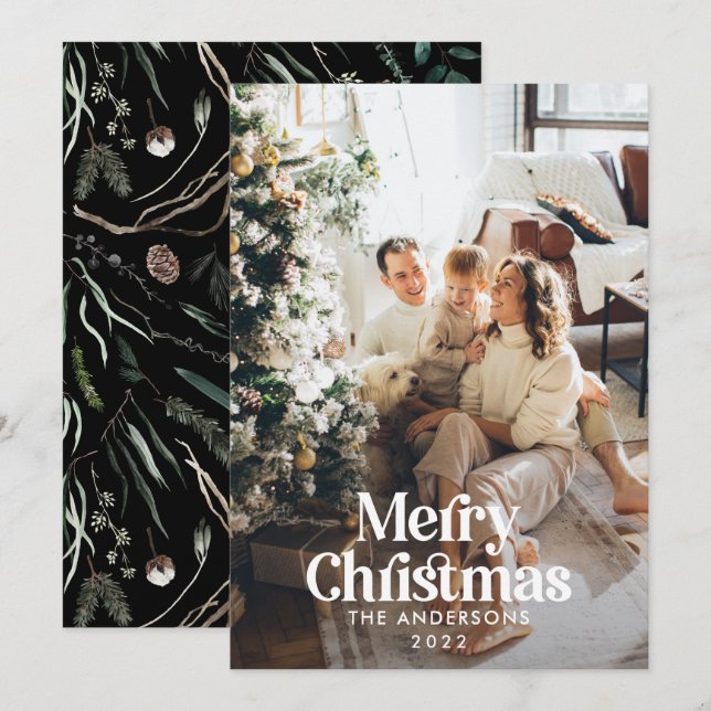 Cartão De Festividades Tipografia botânica moderna e elegante (Frente/Verso)