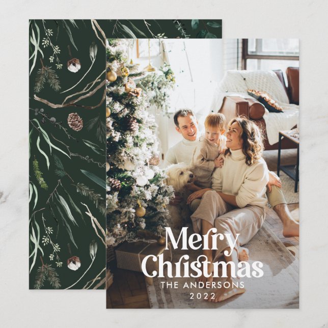 Cartão De Festividades Tipografia botânica moderna e elegante Ho (Frente/Verso)