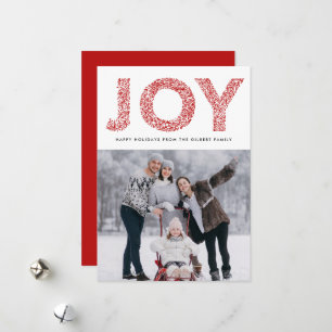 Cartão De Festividades Tipografia de Folhagem JOY Vermelho Foto de Natal