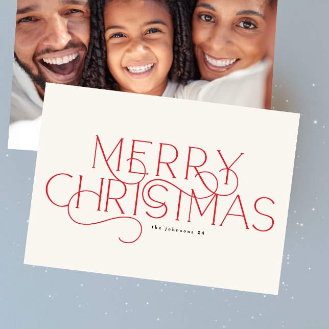 Cartão De Festividades Tipografia de Fotografia Simples Elegante de Feliz (Criador carregado)