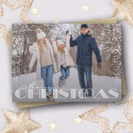 Cartão De Festividades Tipografia de Natal Retro Feliz