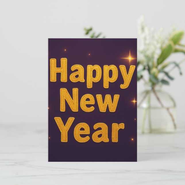 Cartão De Festividades Tipografia Dourada Elegante Festa Sofisticada (Em pé/Frente)