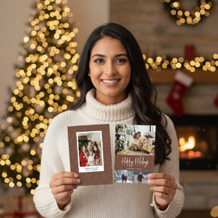 Cartão De Festividades Tipografia Elegante 4 Família Foto Café de Natal