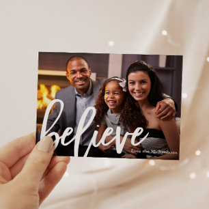 Cartão De Festividades Tipografia Elegante Acredite Foto Natal