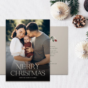 Cartão De Festividades Tipografia Elegante Foto de Natal Alegre