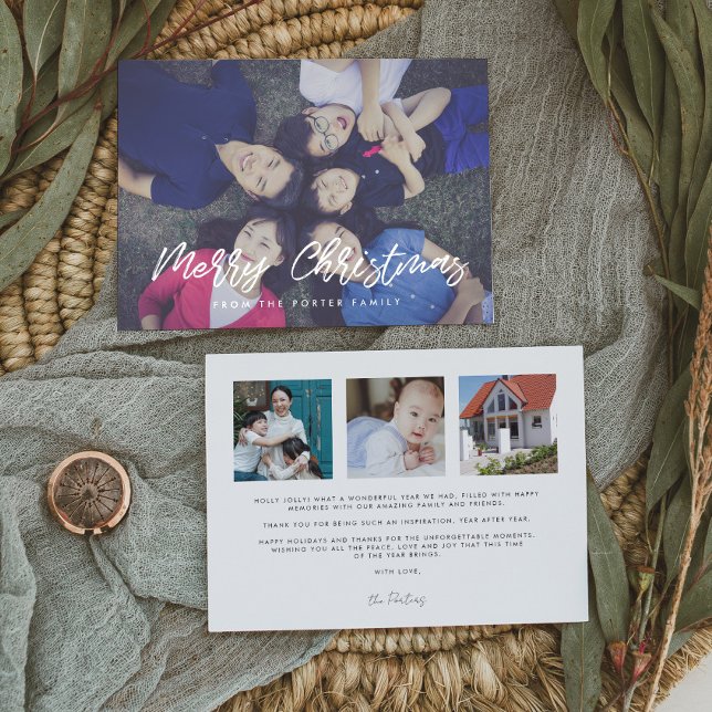 Cartão De Festividades Tipografia Moderna Feliz Natal 4 Foto (Criador carregado)