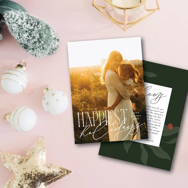 Cartão De Festividades Tipografia Moderna Feriados Mais Felizes Uma Foto (Criador carregado)