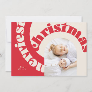 Cartão De Festividades Tipografia Negrita Moderna Vermelha Natal Foto Pla