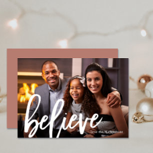 Cartão De Festividades Tipografia Neutra Elegante Acredite Foto Natal