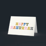 Cartão De Festividades Tipografia Retro Colorida Hanukkah<br><div class="desc">Saudações bonitas e coloridas a Hanukkah com divertida tipografia retrô. Personalize o dentro com sua saudação favorita!</div>