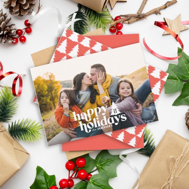 Cartão De Festividades Tipografia retrô moderna 1 foto férias natal (Criador carregado)