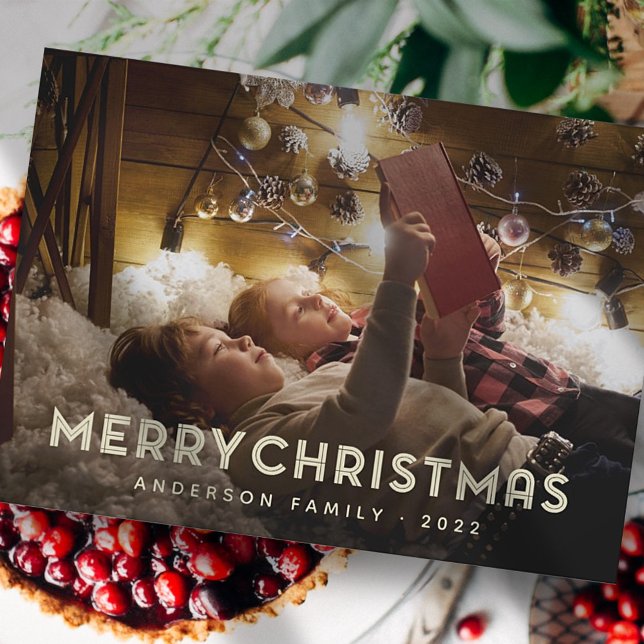 Cartão De Festividades Tipografia Simples e Feliz Natal (Criador carregado)