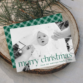 Cartão De Festividades Tipografia Verde Moderna Foto Feliz Natal