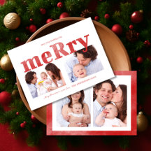 Tipografia Vermelha Moderna “Merry” Foto Família