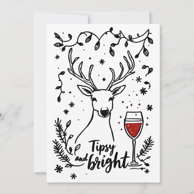 Cartão De Festividades Tipsy e Bright Deer (Frente)