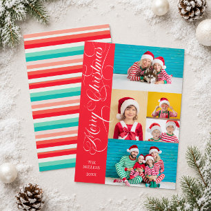 Cartão De Festividades Tiras Coloridas Foto Script Feliz Natal