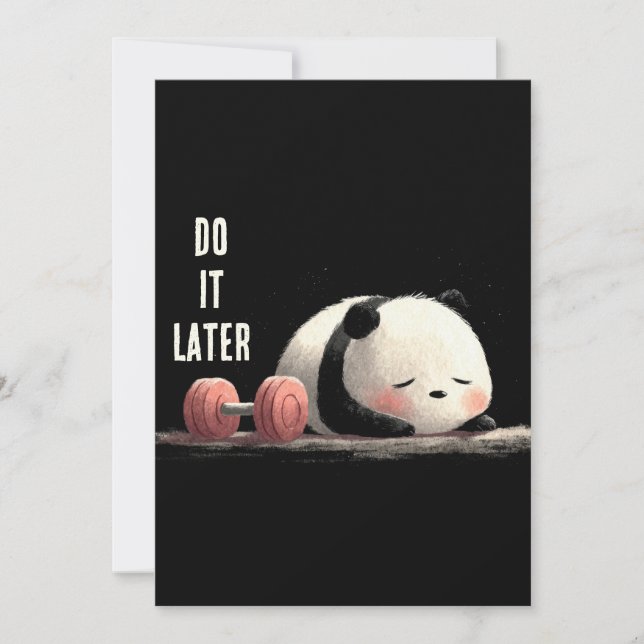 Cartão De Festividades Tired Panda Gym – Cute Funny Workout Art (Frente)