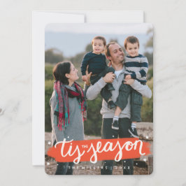 Cartão De Festividades Tis the Season Brush Stroke Holiday Photo Card
