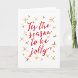 Cartão De Festividades Tis the season Christmas Card red and gold