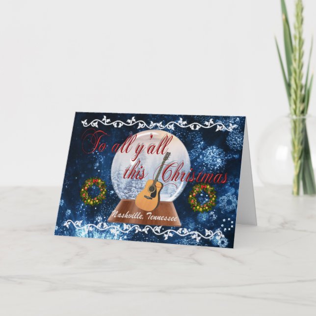 Cartão De Festividades To All Y'all This Christmas Nashville Card - BLU (Frente)