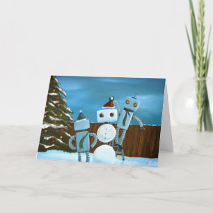 Cartão De Festividades To Build A Snow-Bot Holiday Greeting Card