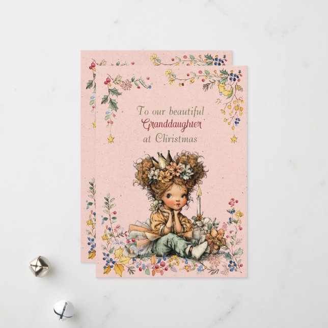Cartão De Festividades To Our Beautiful Granddaughter At Christmas (Frente/Verso In Situ)