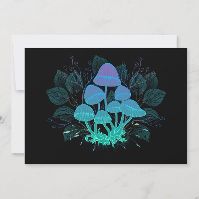 Cartão De Festividades Toadstools em arbustos (Frente)