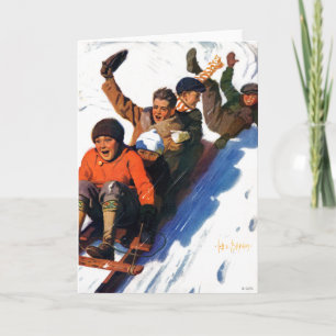 Cartão De Festividades Tobagganing