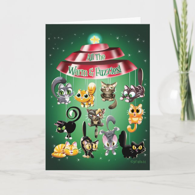 Cartão De Festividades TODOS OS FELPUDOS (brilho) de Jeff Willis Art (Frente)