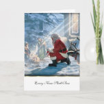 Cartão De Festividades Todos Os Joelhos Devem Arco<br><div class="desc">Cada joelho deve Arco~ Papai Noel ajoelhando-se a Jesus bebê.</div>