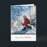 Cartão De Festividades Todos Os Joelhos Devem Arco<br><div class="desc">Cada joelho deve Arco~ Papai Noel ajoelhando-se a Jesus bebê.</div>