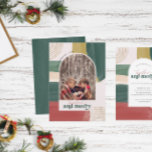 Cartão De Festividades Together & Merry | Photo Arch Modern Christmas<br><div class="desc">Featuring beautiful abstract paint brush strokes and trendy arch framing your favorite photo. Modern color palette and gold accents makes this photo card vintage feeling with a modern flair. Classic earth tones of stunning copper tone and dark green are perfect for the holidays. Add your choice of personalization for a...</div>