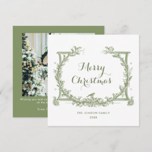 Cartão De Festividades Toile De Juoy Sage Natais vintages Verdes Foto