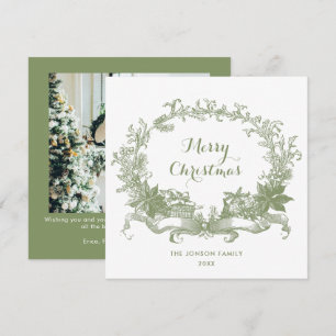 Cartão De Festividades Toile De Juoy Sage Natais vintages Verdes Foto