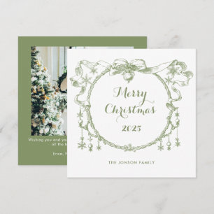 Cartão De Festividades Toile De Juoy Sage Natais vintages Verdes Foto