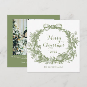 Cartão De Festividades Toile De Juoy Sage Natais vintages Verdes Foto