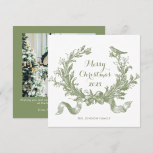 Cartão De Festividades Toile De Juoy Sage Natais vintages Verdes Foto